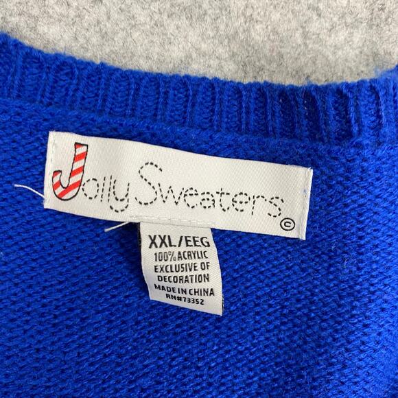 jolly sweaters womens XXL Christmas‎ Oversize knit 3D snowman blue winner - Picture 4 of 10